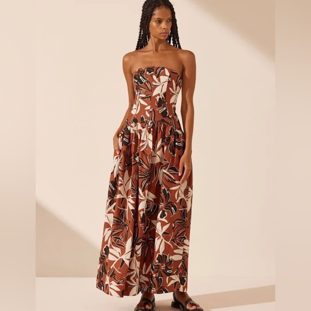 Shona Joy Brown Floral Midi Dress